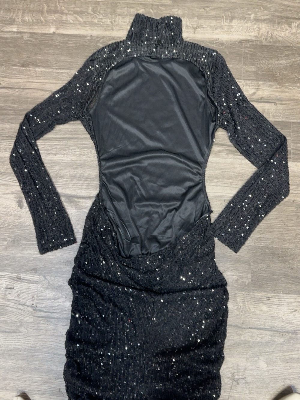 Fashion Nova Sheri Sequin Midi Dress Black XL NWT Open Back - Picture 7 of 11